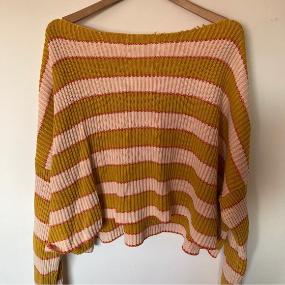 Free People Just My Stripe Sweater Sz M - Picture 7 of 9